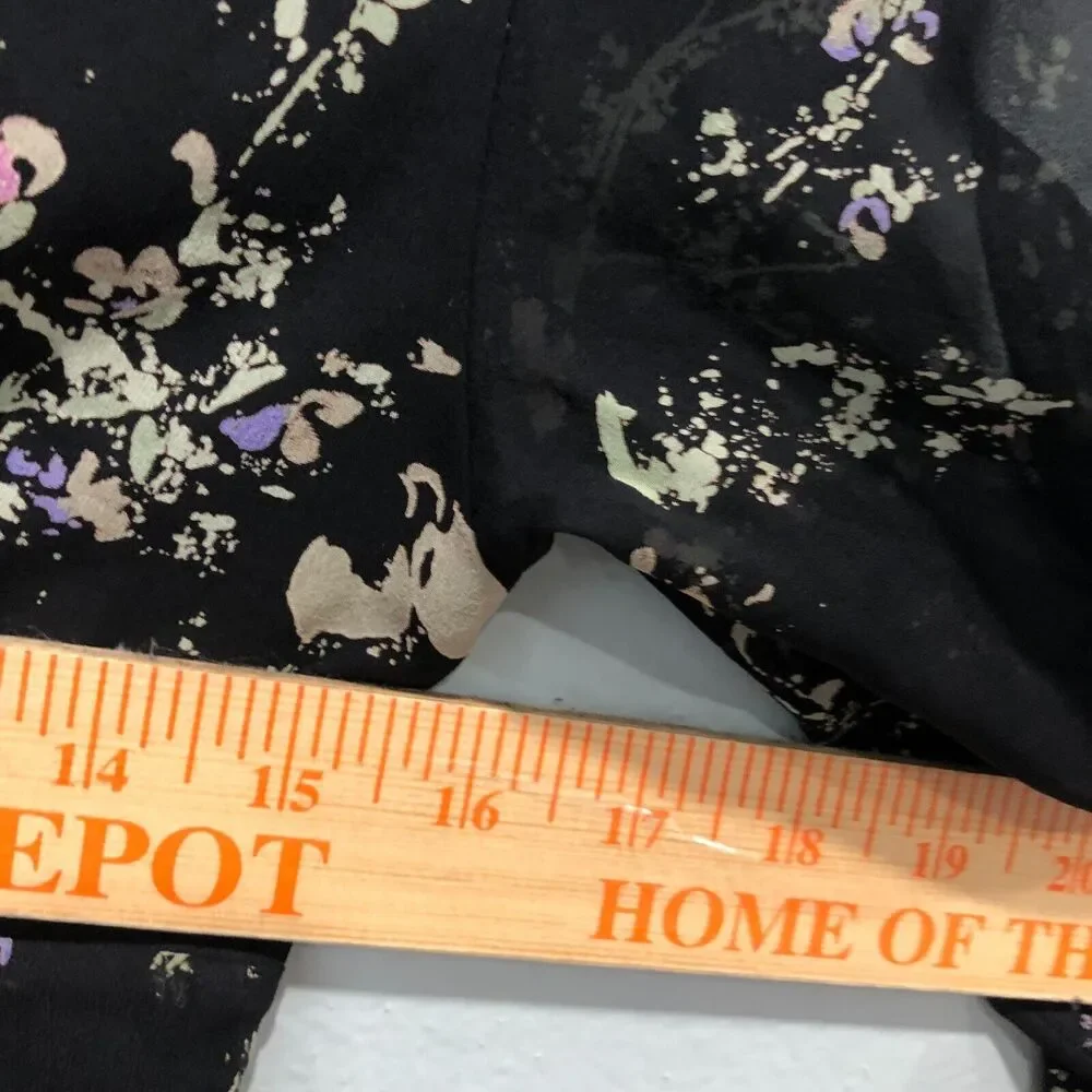 ann taylor 100% silk top xs small black leaves splat sheer chiffon dressy chic - Picture 14 of 14